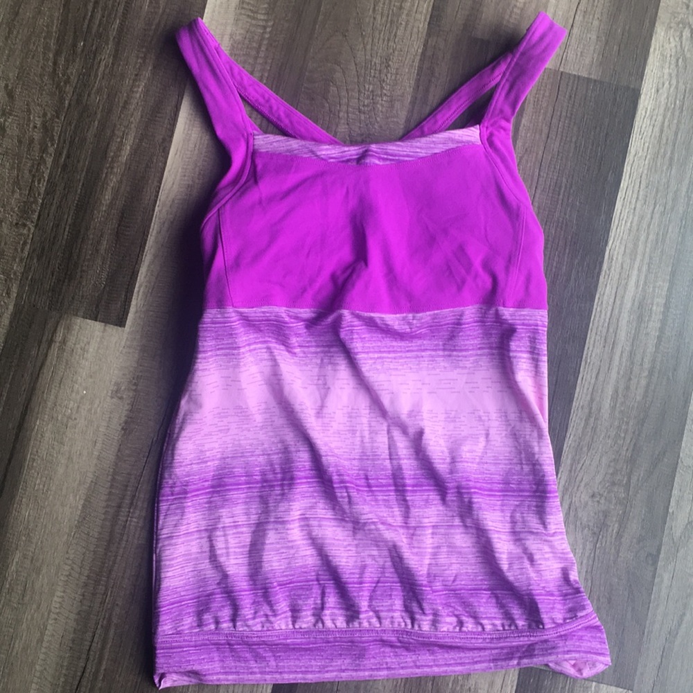 Athleta purple workout tank bra criss cross XS